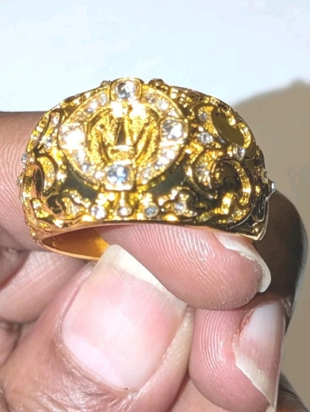 2Ct Round Real Moissanite Royal King Crown Wedding Ring 14K Yellow Gold Plated12